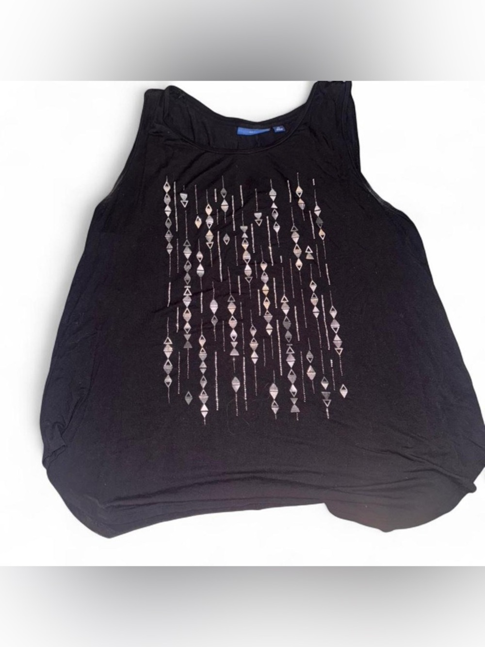 Apt. 9 Black Tank Top with Metallic Bead Columns